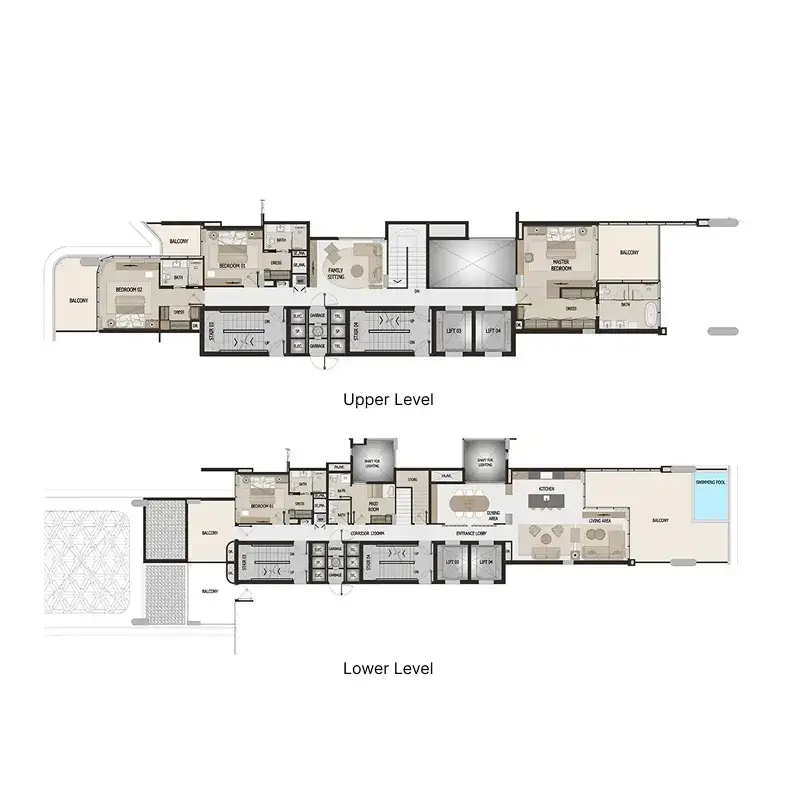 4 Bedrooms apartments - Vitalia Palm Jumeirah Residences floor plan