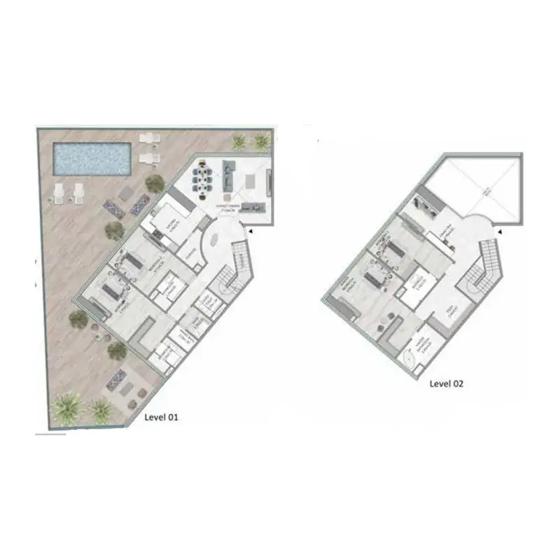 4 Bedrooms townhouse - Habtoor Grand Residences floor plan