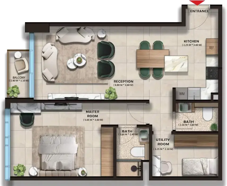 1 Bedroom apartments - The Spark By Esnaad floor plan