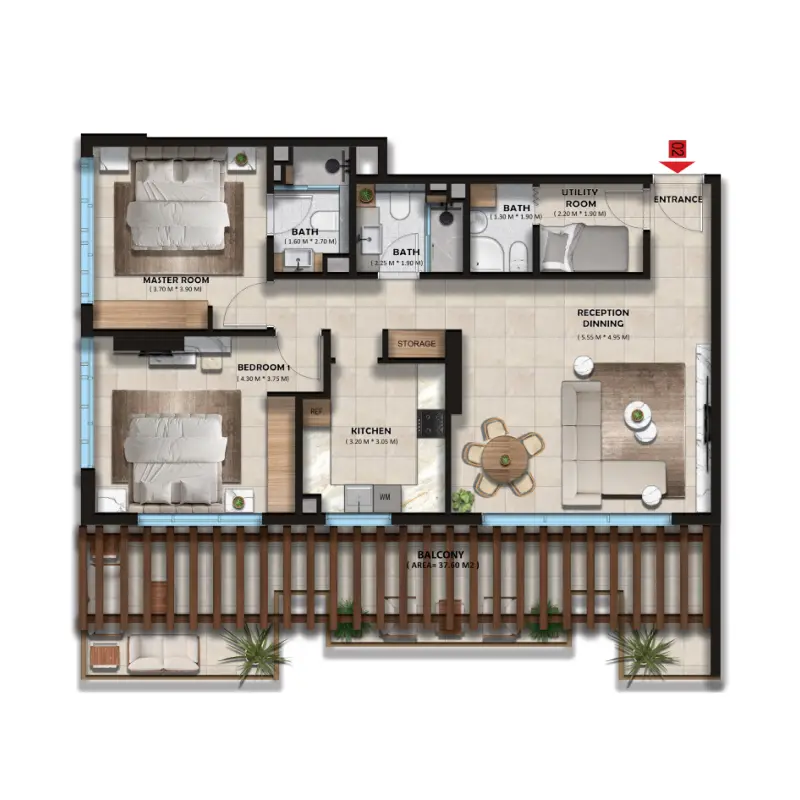 2 bedroom floor plan
