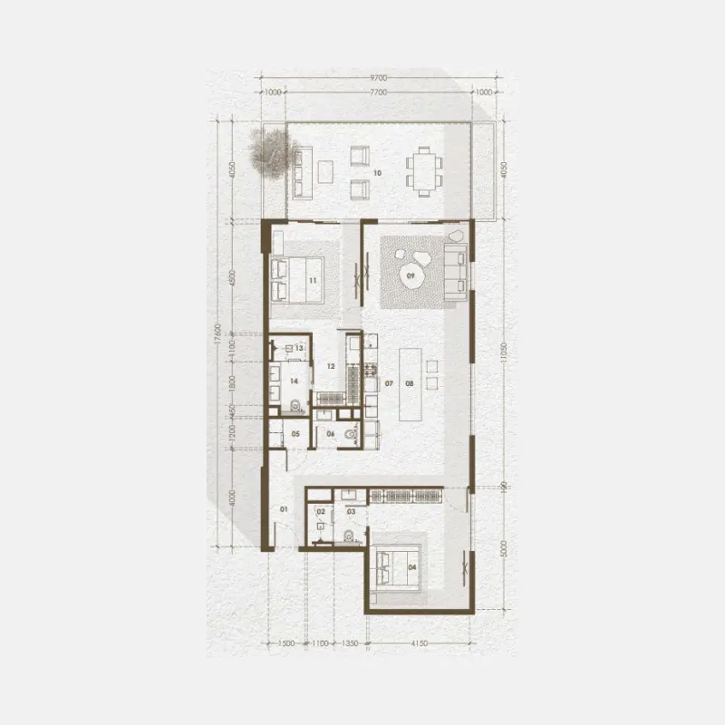 2 bedroom floor plan