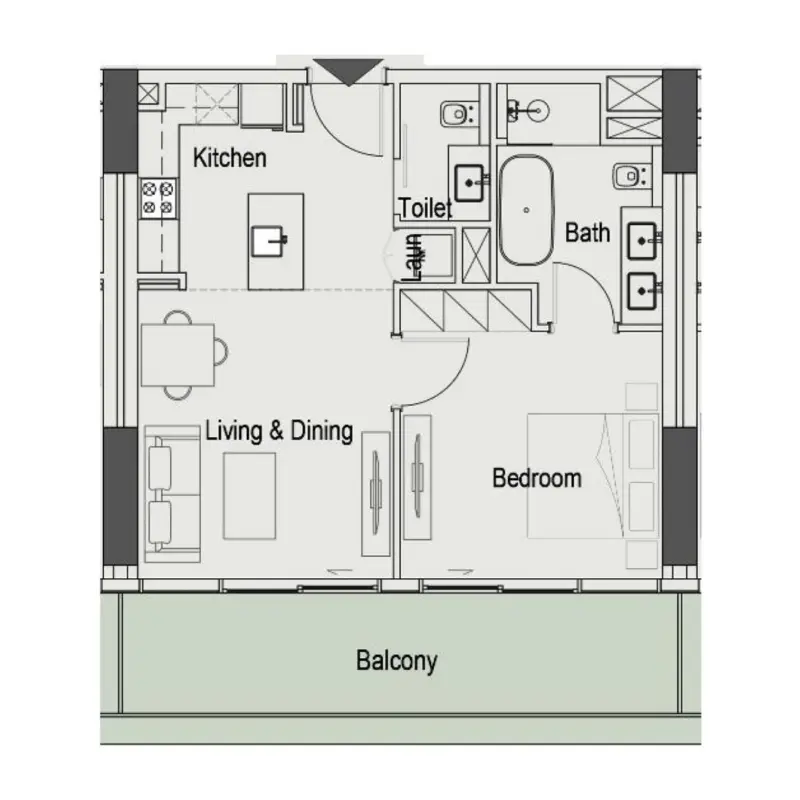 1 bedroom floor plan