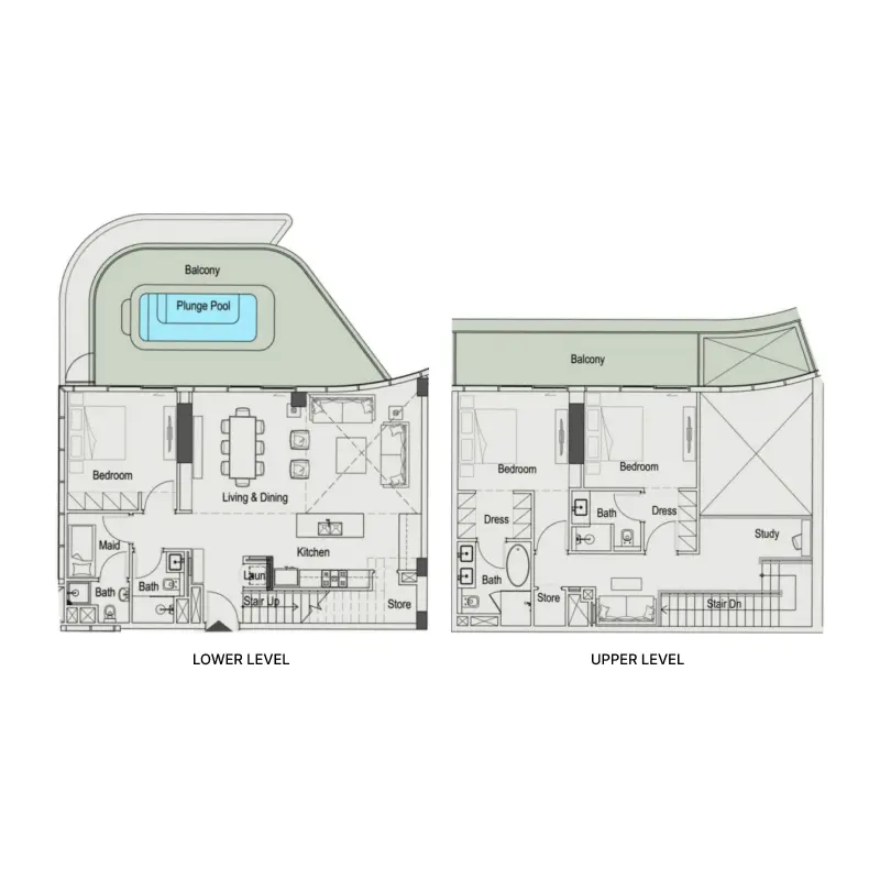 3 bedroom + pool floor plan