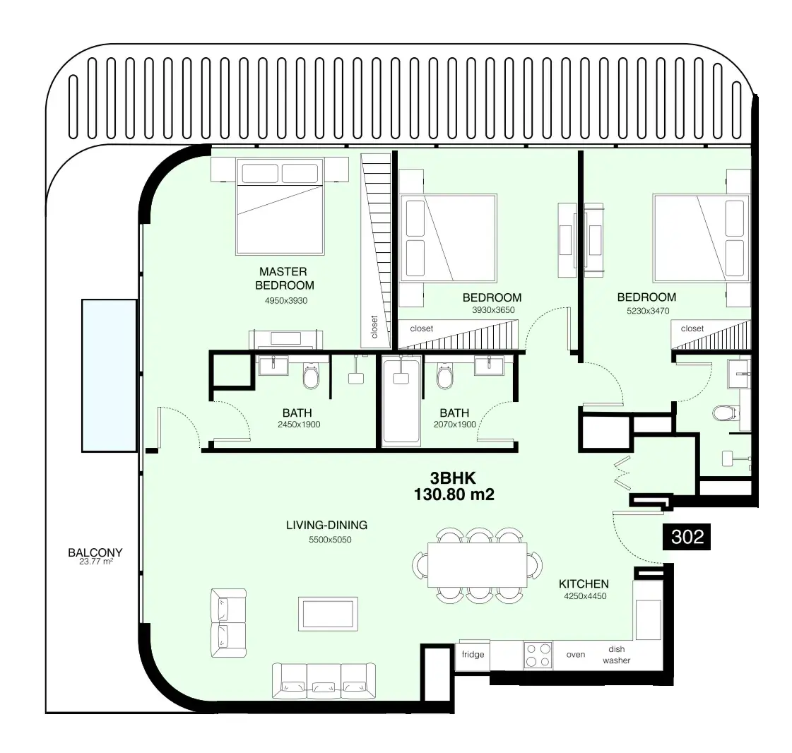 3 Bedrooms apartments - Villa Del Gavi floor plan
