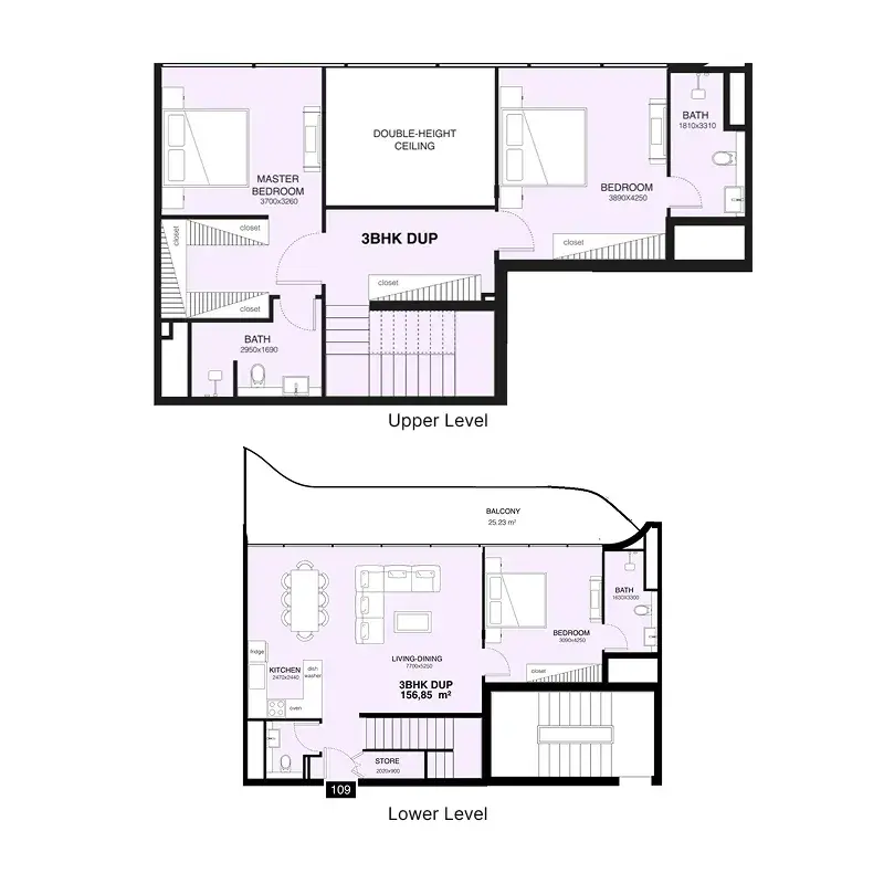 3 Bedrooms duplex - Villa Del Gavi floor plan