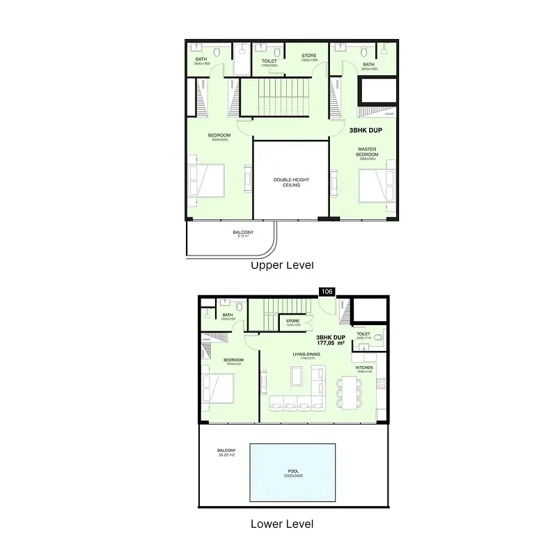 3.5 bedrooms duplex - Villa Del Gavi floor plan
