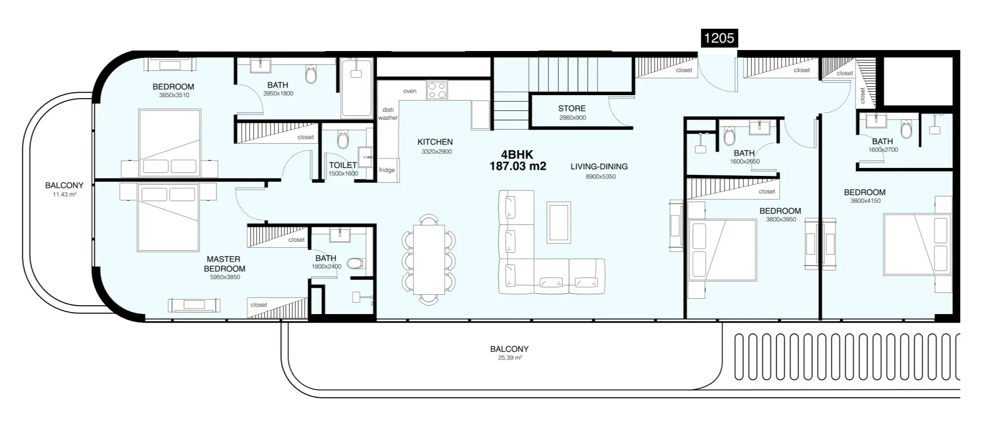 4 Bedrooms apartments - Villa Del Gavi floor plan