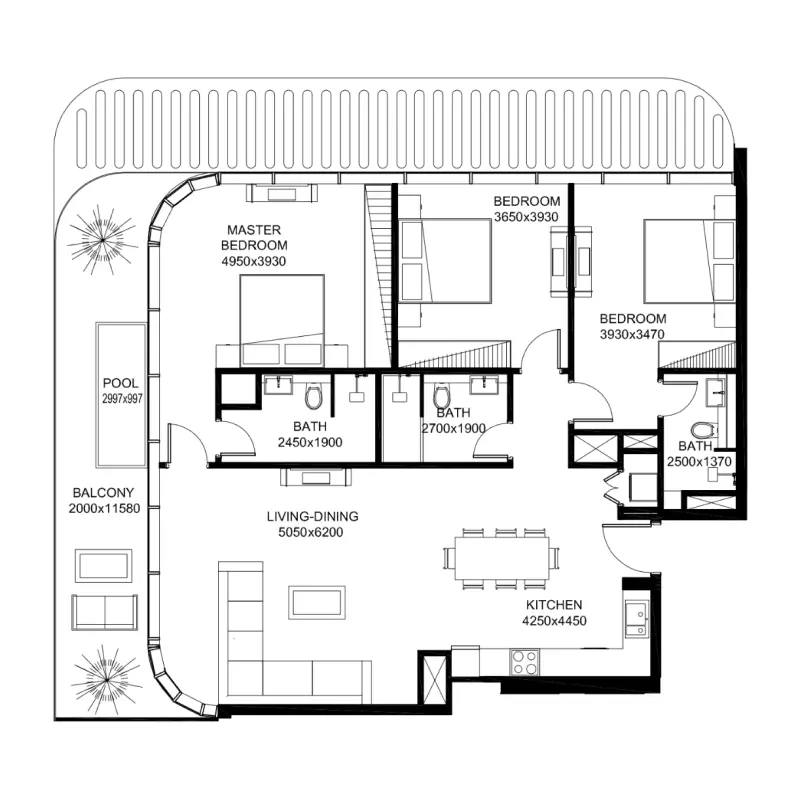 3 bedroom Apartments -  Villa Del Gavi floor plan