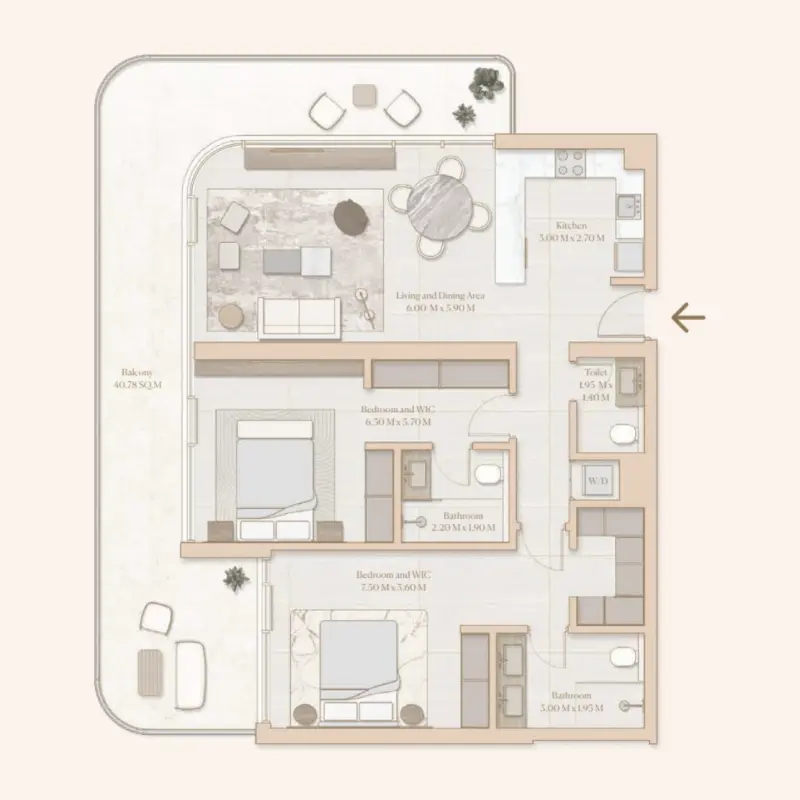 2 bedroom floor plan