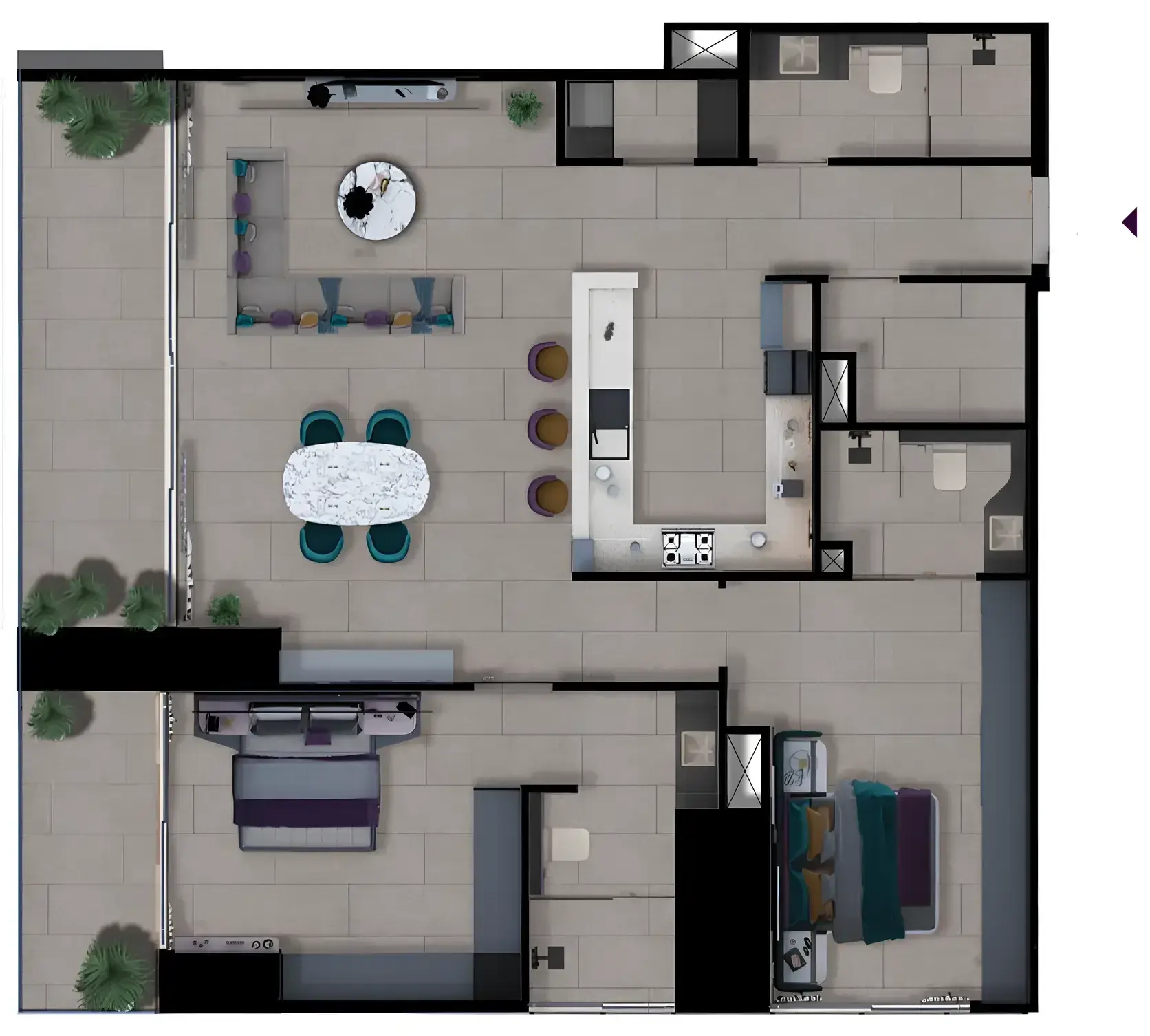 2 Bedrooms apartments - MBL Signature floor plan