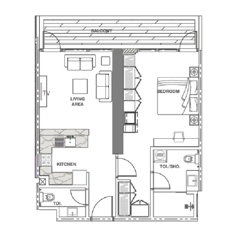 1 bedroom floor plan