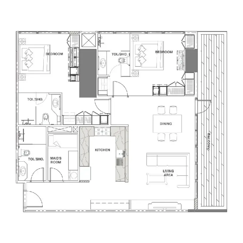 2 bedroom floor plan
