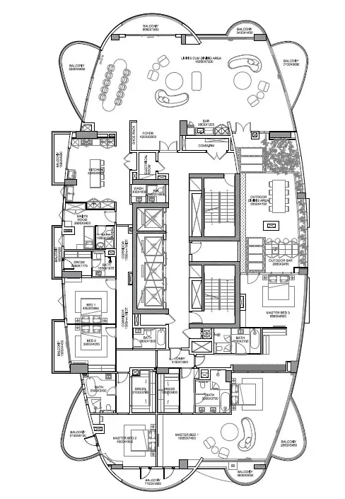 5 Bedrooms penthouse - Marina Star floor plan