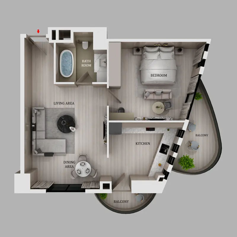 1 bedroom floor plan