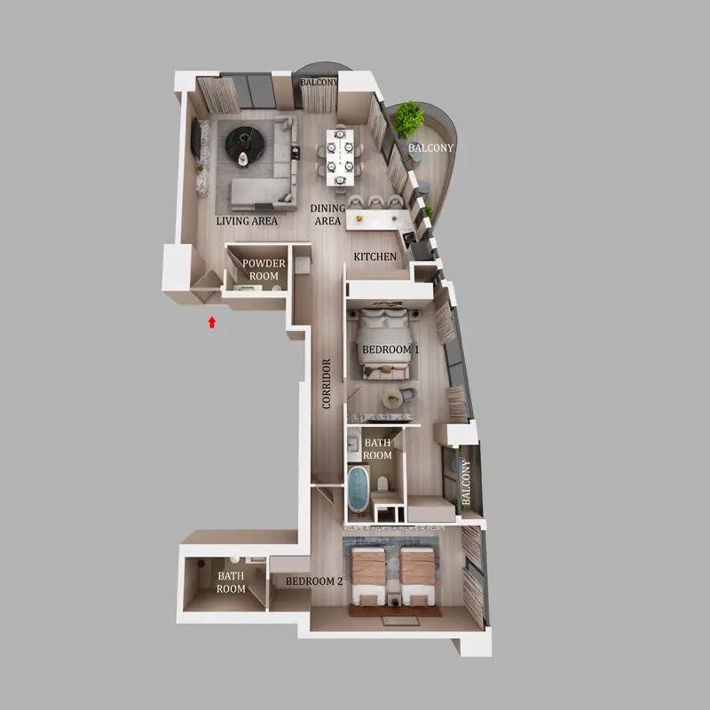 2 bedroom floor plan
