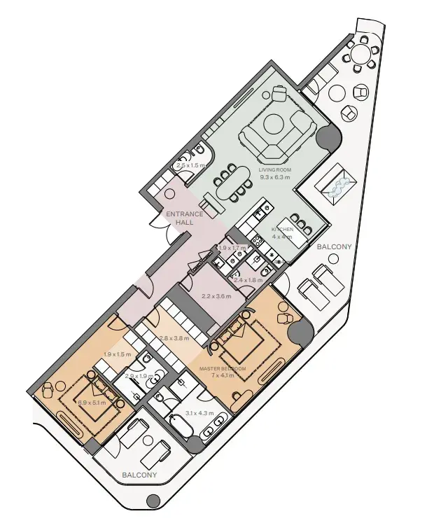 2 Bedrooms apartments - Eywa floor plan