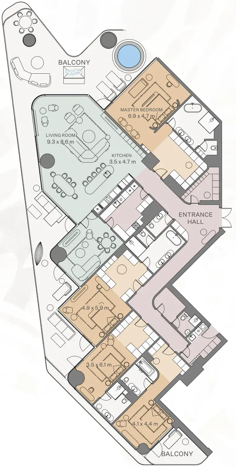 4 Bedrooms apartments - Eywa floor plan