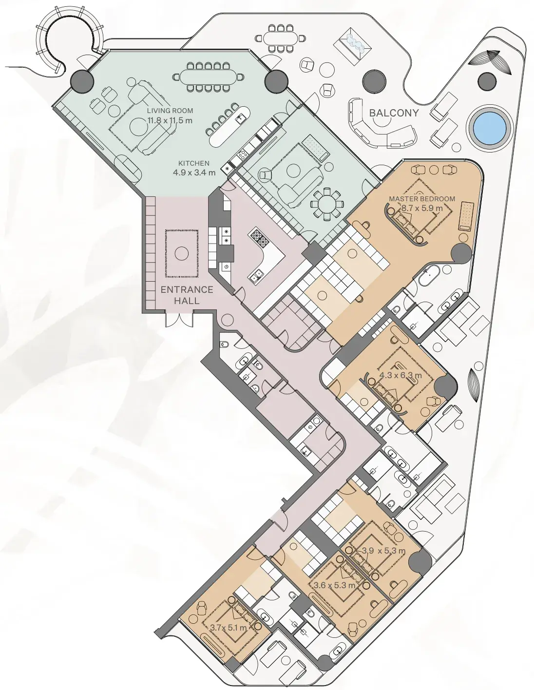 5 Bedrooms apartments - Eywa floor plan