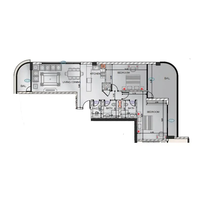 2 bedroom floor plan