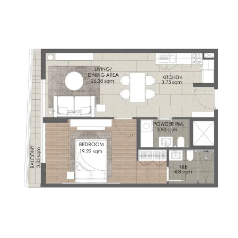 1 bedroom floor plan