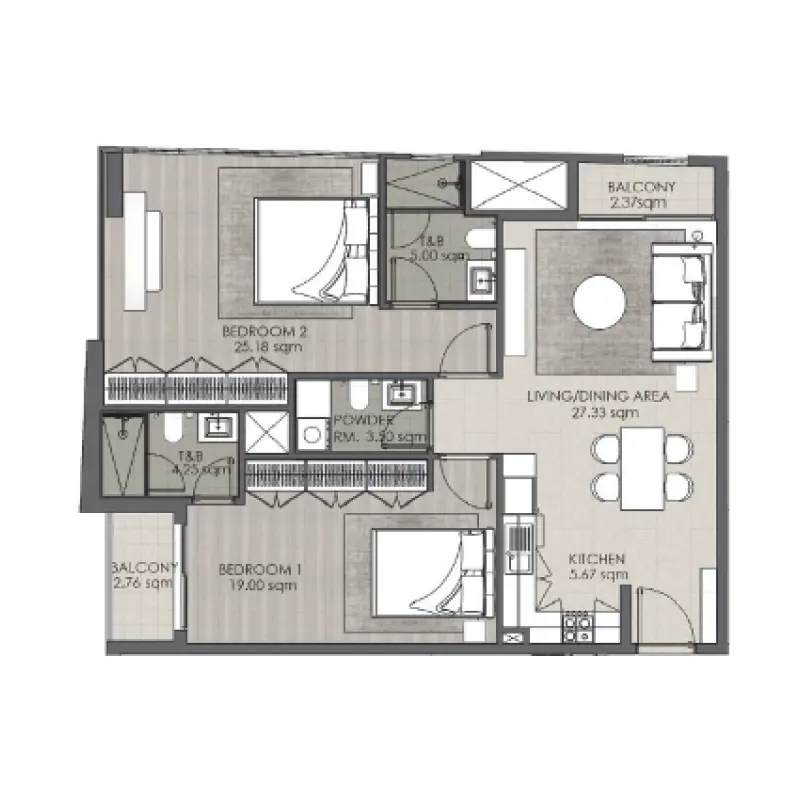 2 bedroom floor plan