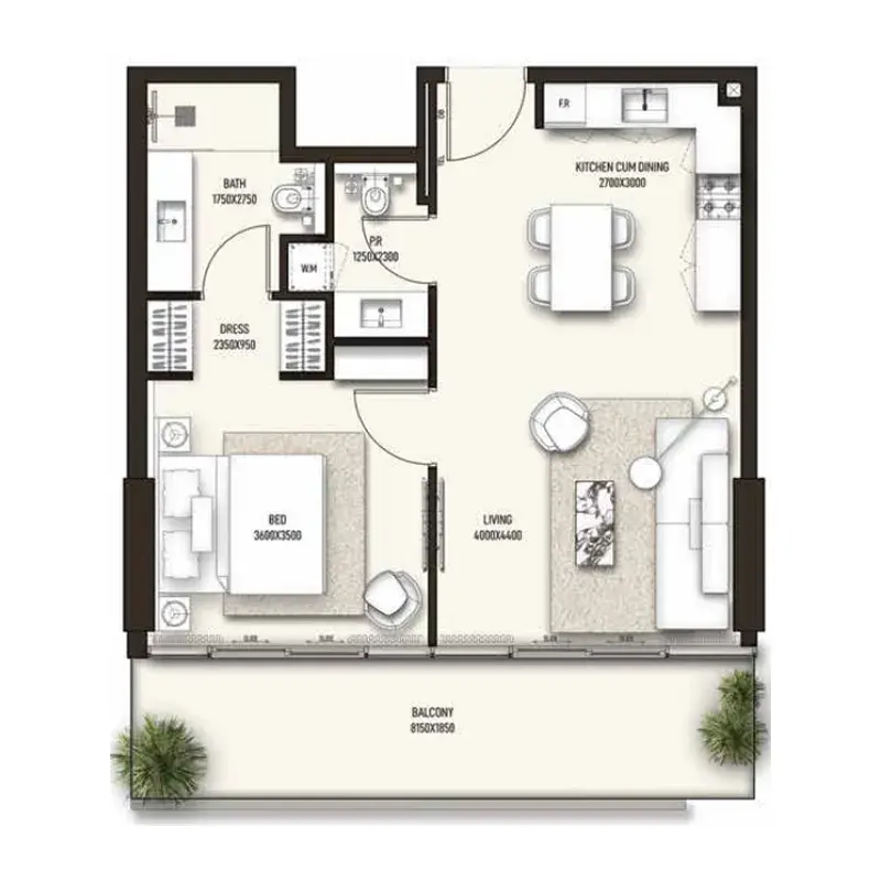 1 Bedroom apartments - Sonate Residences floor plan