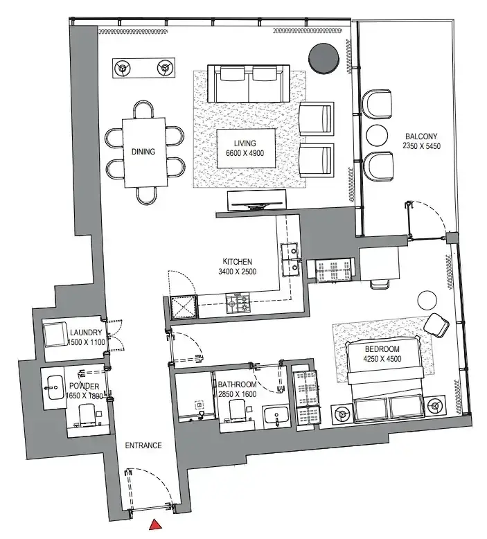 1 Bedroom apartments - Sobha Seahaven floor plan