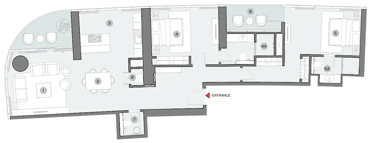 2 Bedrooms apartments - Sobha Seahaven floor plan