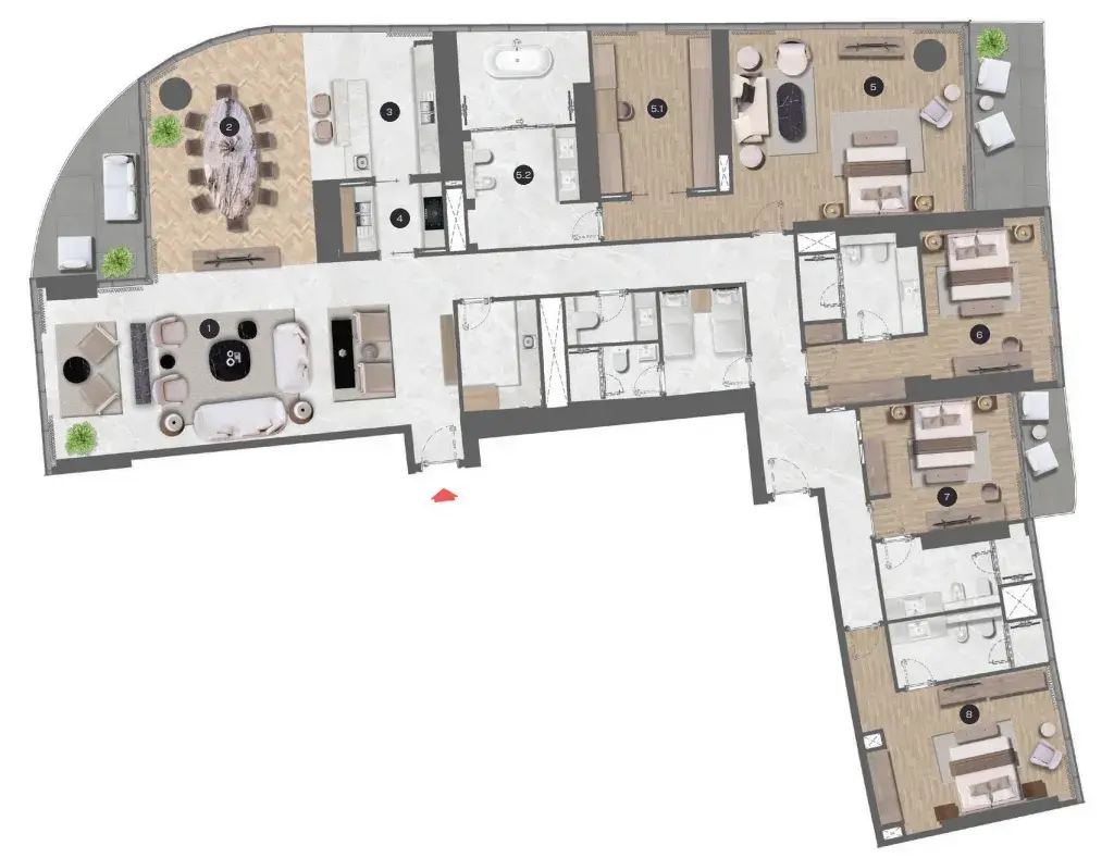 4 Bedrooms apartments - Sobha Seahaven floor plan