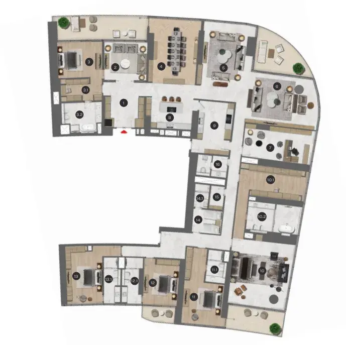 5 Bedrooms apartments - Sobha Seahaven floor plan