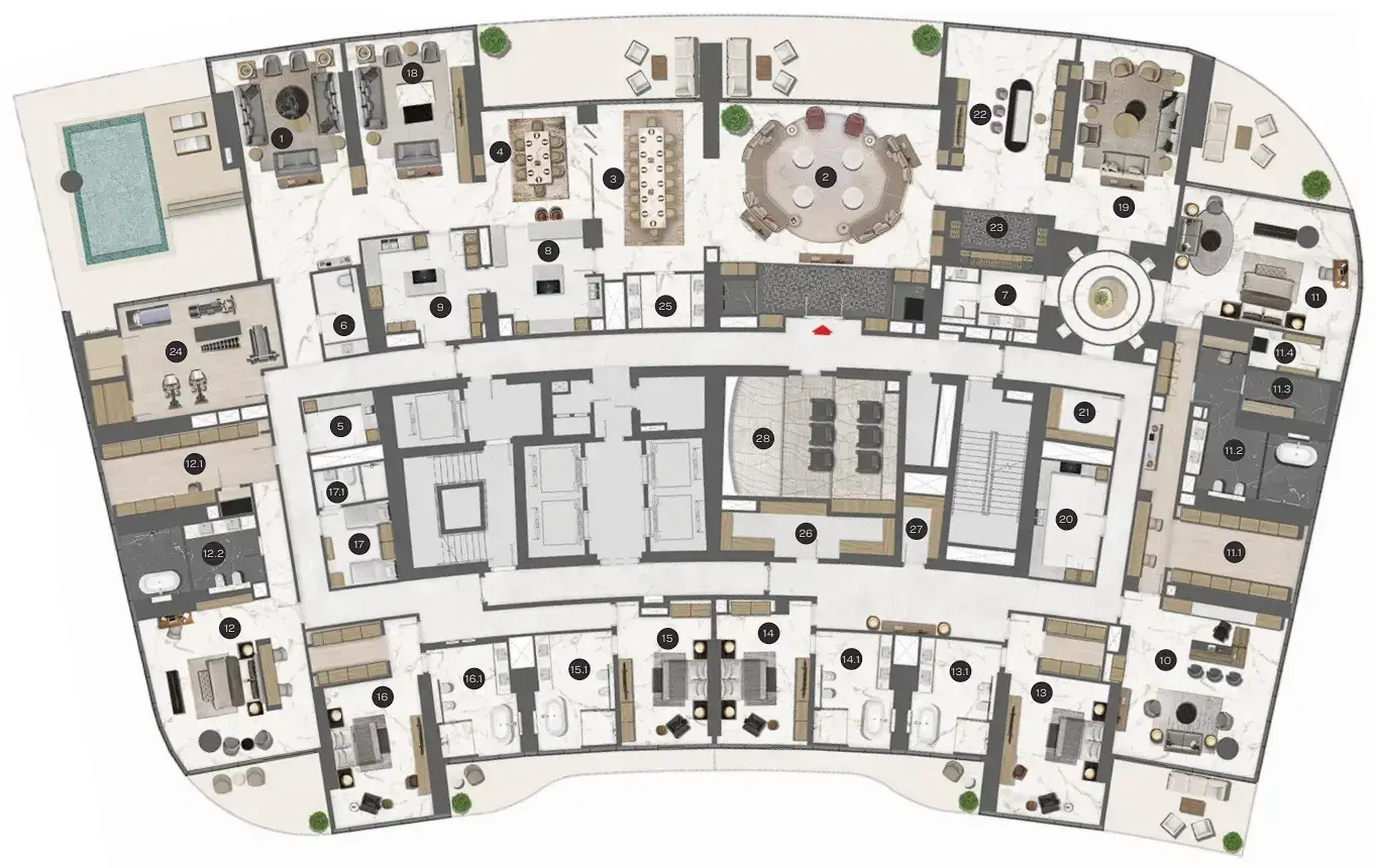 6 Bedrooms apartments - Sobha Seahaven floor plan