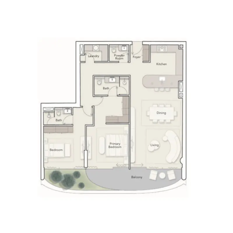 2 bedroom floor plan