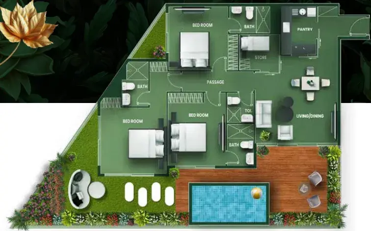 3.5 bedrooms apartments - Vincitore Aqua Flora floor plan