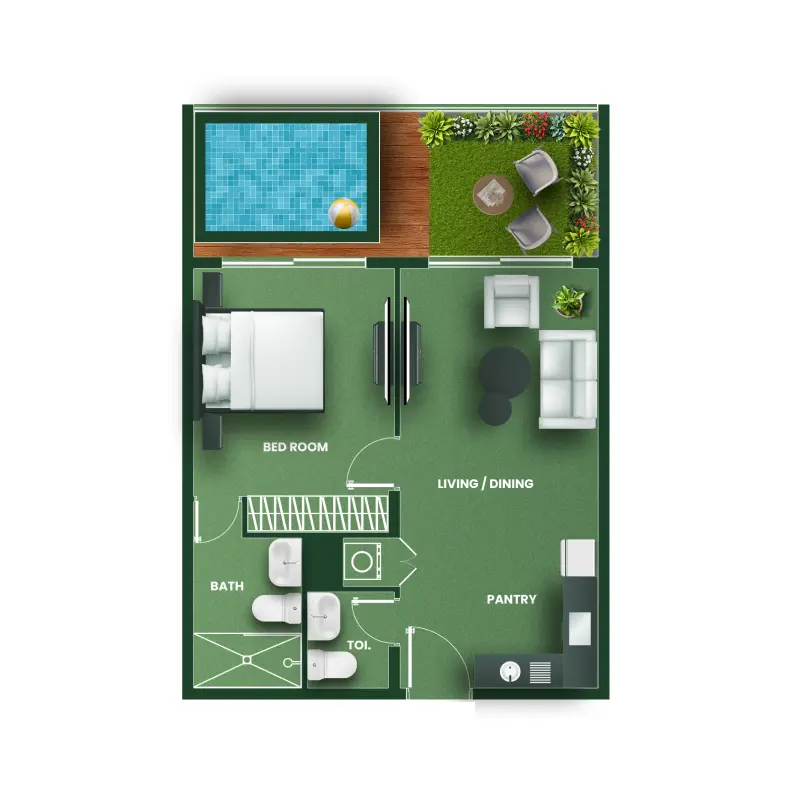 1 bedroom floor plan