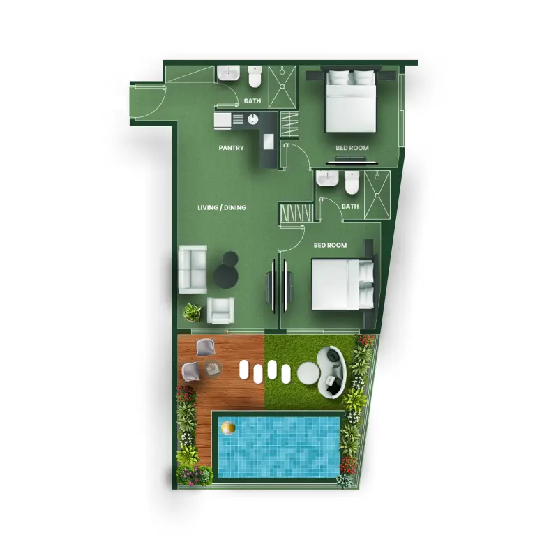 2 bedroom floor plan