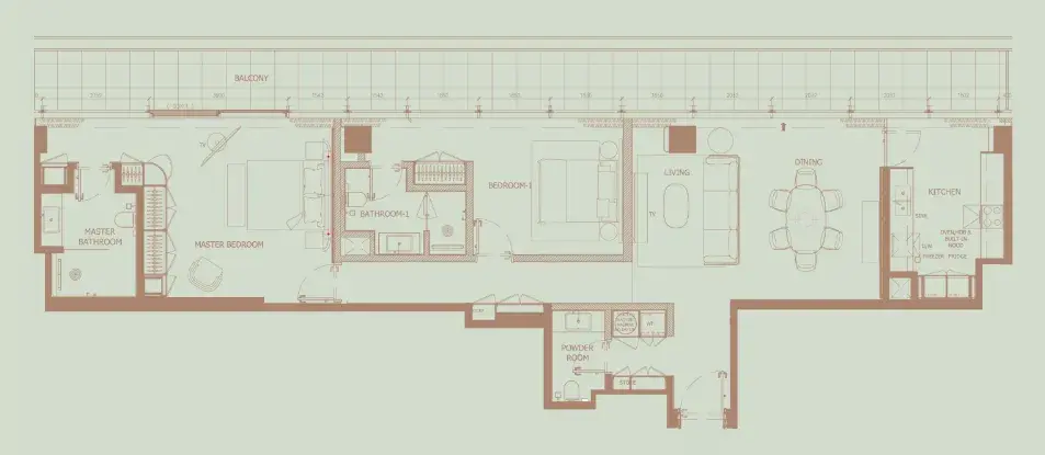 2 Bedrooms apartments - Eden House The Park floor plan