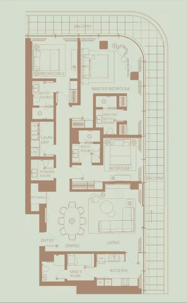 3 Bedrooms apartments - Eden House The Park floor plan