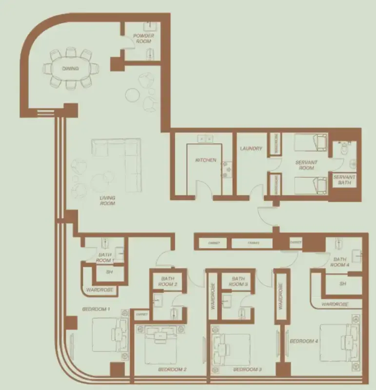 4 Bedrooms apartments - Eden House The Park floor plan