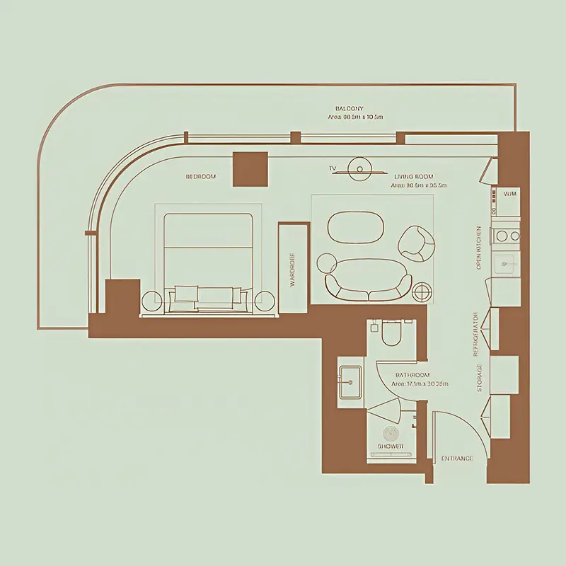 Studio Apartments -  Eden House The Park floor plan