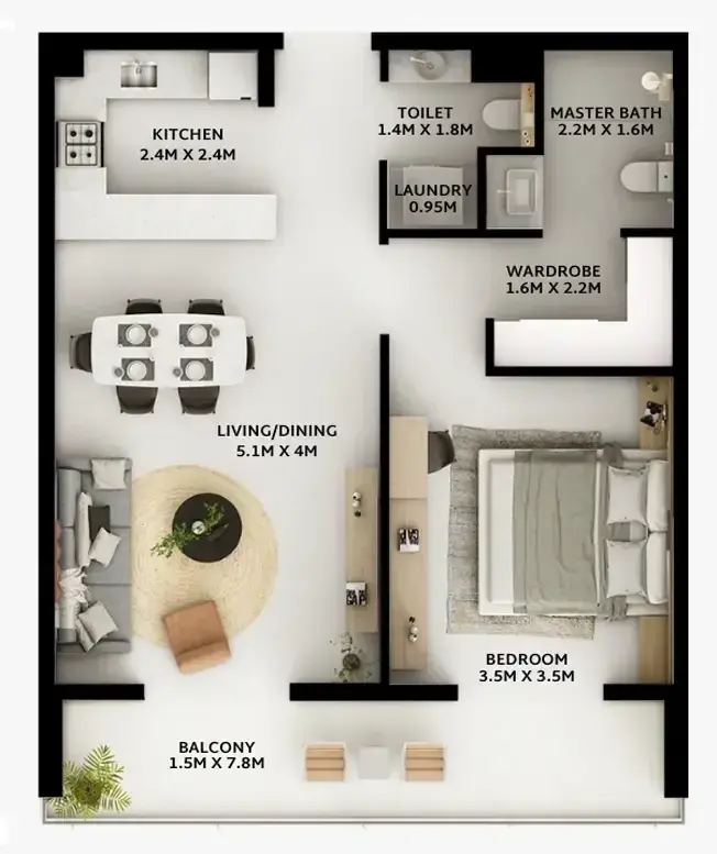 1 Bedroom apartments - Viera Residences floor plan
