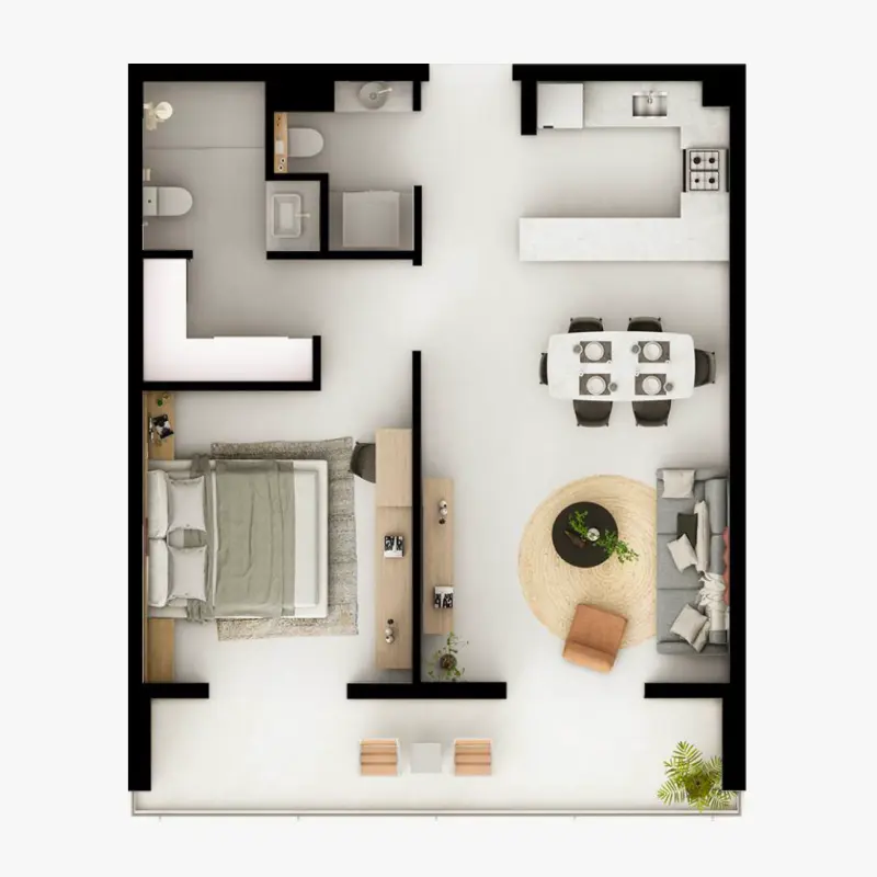 1 bedroom floor plan