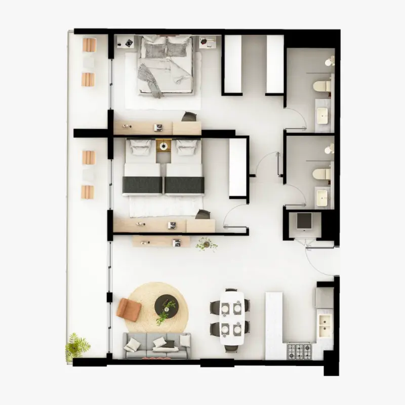 2 bedroom floor plan