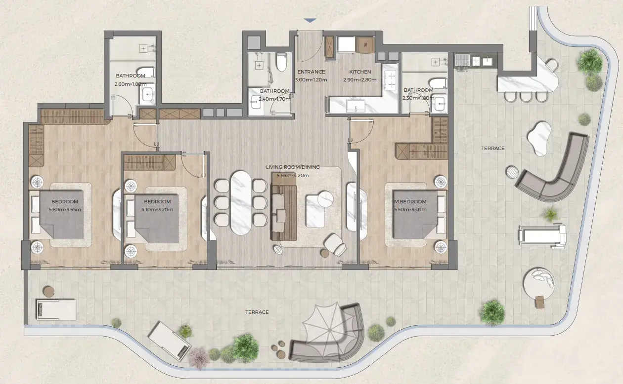 3 Bedrooms apartments - Tomorrow 166 floor plan