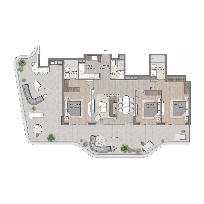 3 bedroom Apartments -  Tomorrow 166 floor plan
