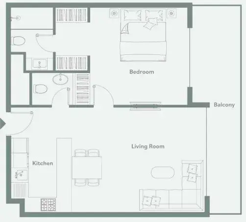 1 Bedroom apartments - Luma Park Views floor plan