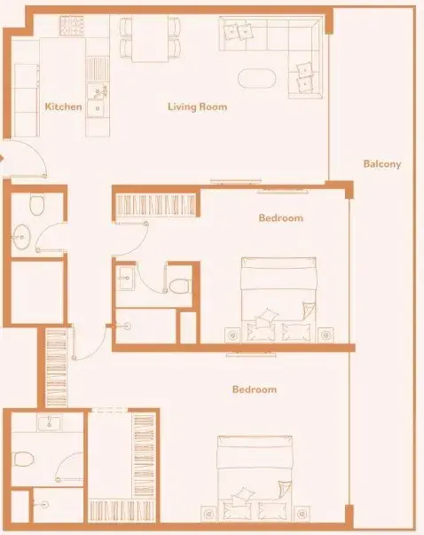 2 Bedrooms apartments - Luma Park Views floor plan