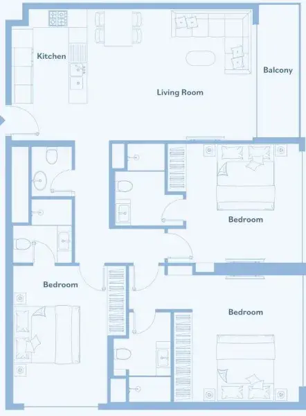 3 Bedrooms apartments - Luma Park Views floor plan