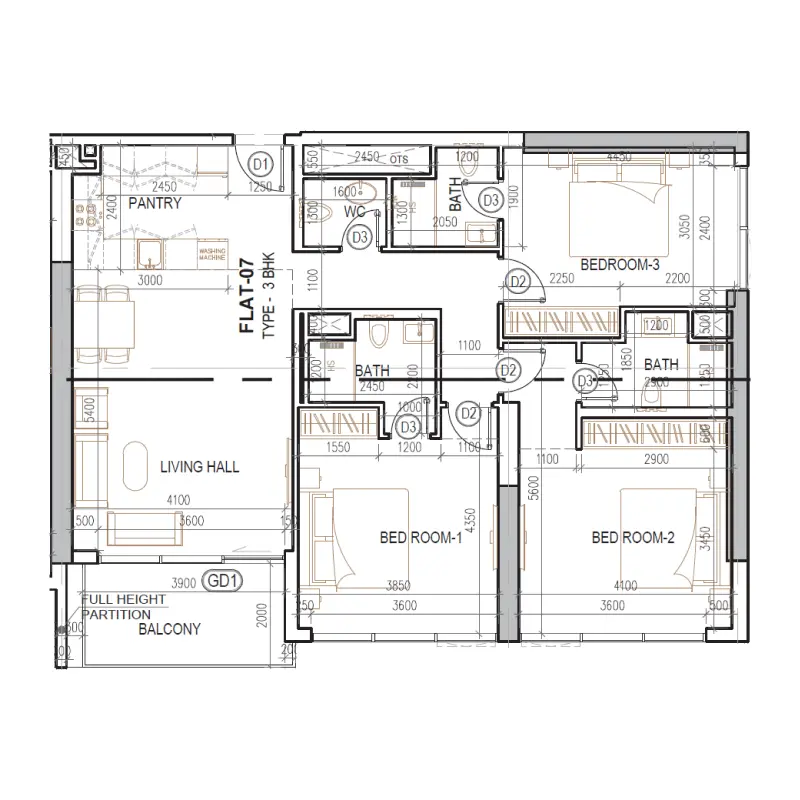3 bedroom floor plan