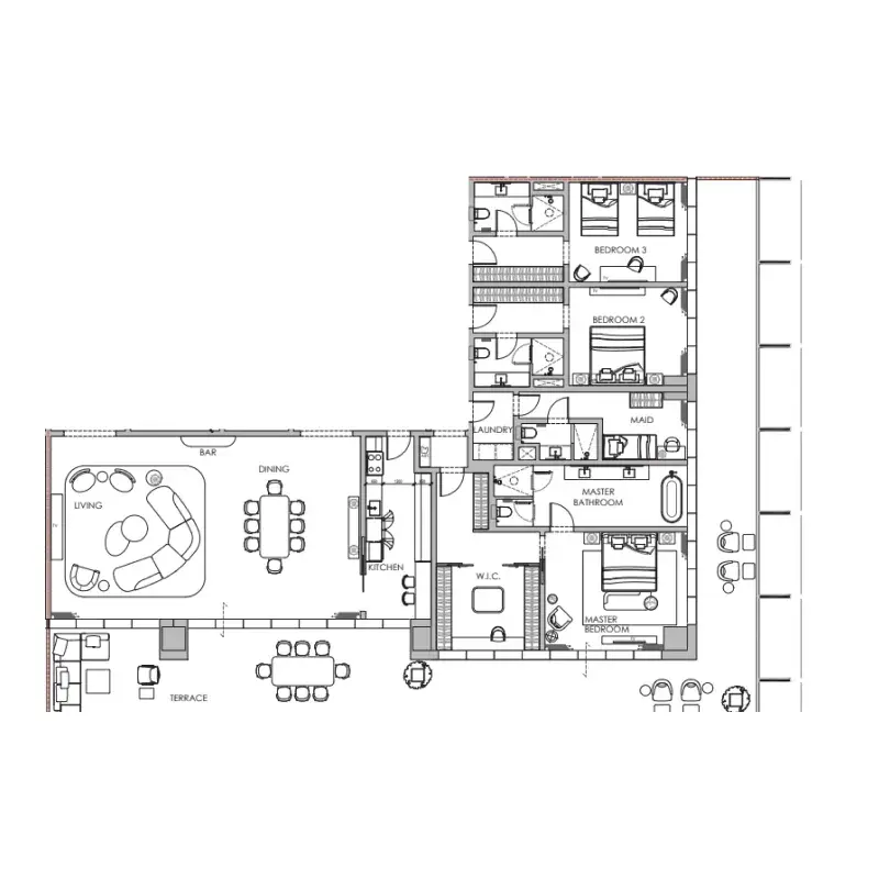 3 Bedrooms apartments - Four Seasons Private Residences DIFC floor plan