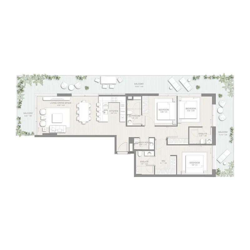 3 bedroom Apartments -  Sol Levante floor plan